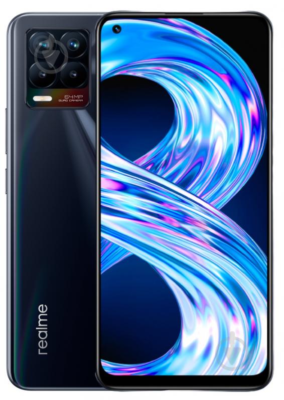 Смартфон realme 8 6/128GB black (RMX3085) - фото 1