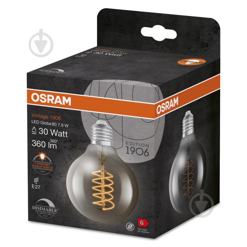 Лампа світлодіодна Osram Vintage FIL G80 818 SM dim 7,8 Вт прозора E27 220 В 1800 К - фото 3