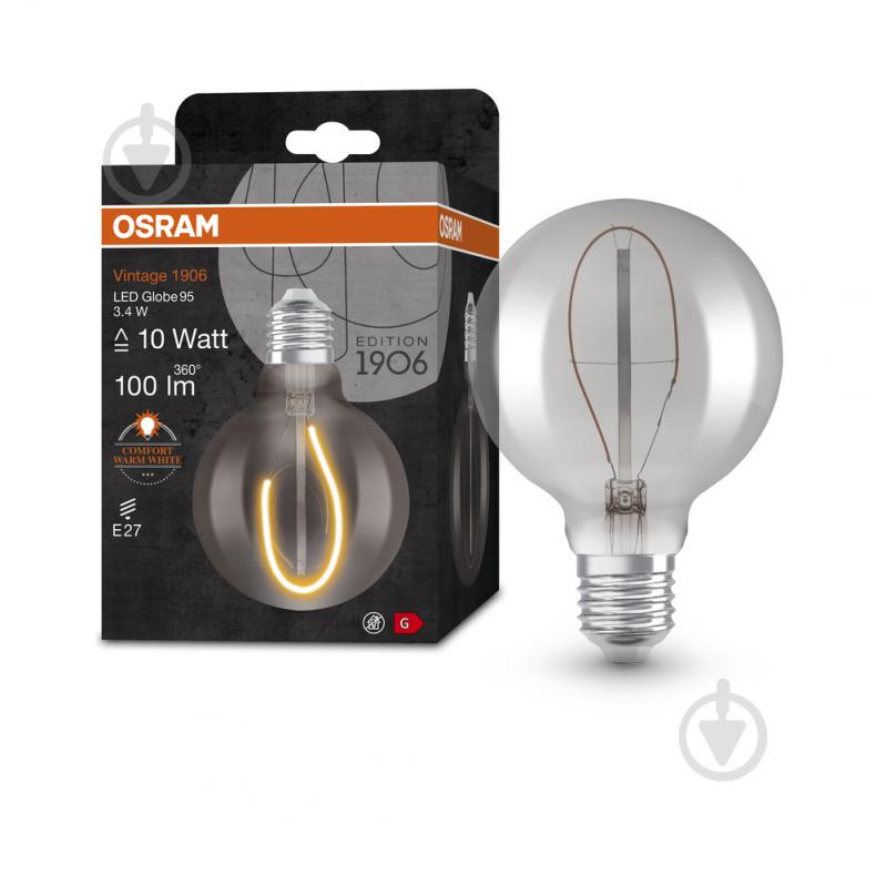 Лампа светодиодная Osram Vintage FIL Globe 818 SM 10 Вт прозрачная E27 220 В 1800 К - фото 4