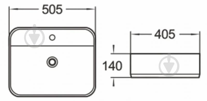 Умывальник Imprese накладной i-FORM, 50*40*14см, прямоугольный с отверстием под смеситель - фото 2 Умывальник Imprese накладной i-FORM, 50*40*14см, прямоугольный с отверстием под смеситель - фото 2