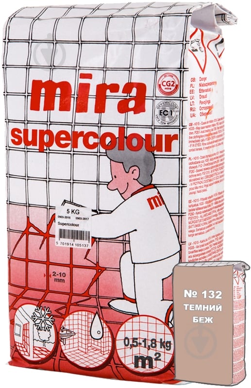 Затирка для плитки Mira Supercolour 132 5 кг темно-бежевый - фото 1