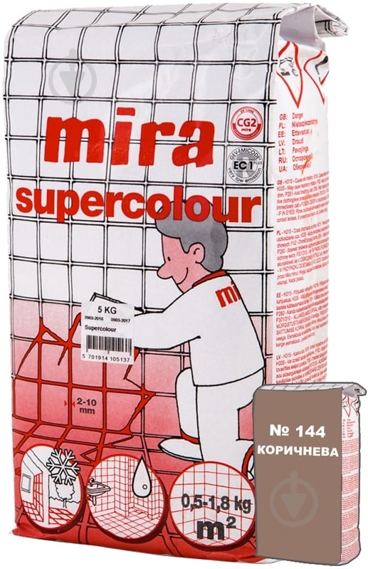 Затирка для плитки Mira Supercolour 144 5 кг коричневый - фото 1