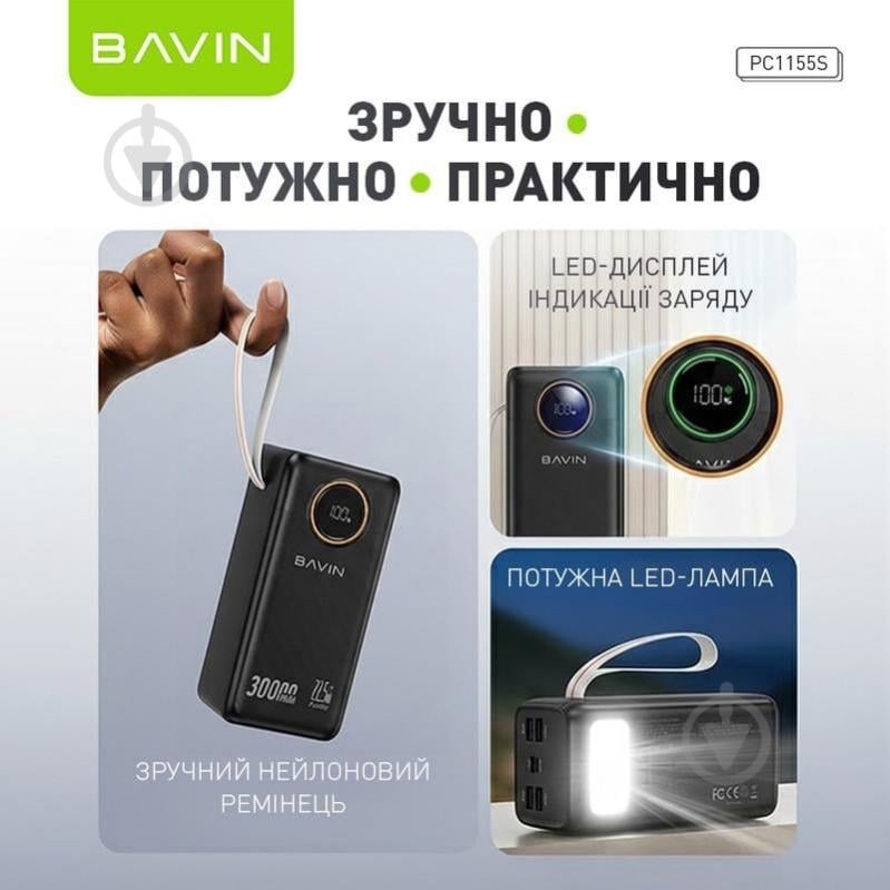 Повербанк BAVIN 30000 mAh black (Y-PC1155S-BK) - фото 3