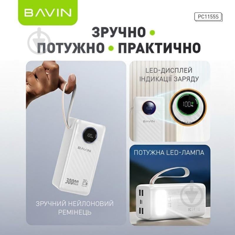 Повербанк BAVIN 30000 mAh white (Y-PC1155S-WH) - фото 3