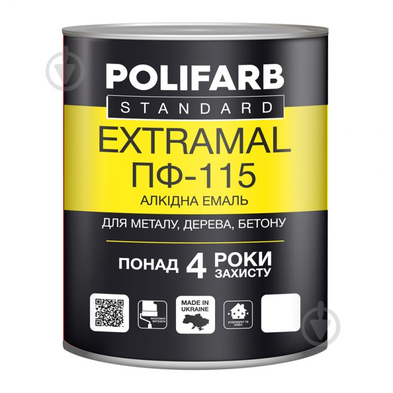 Эмаль алкидная Polifarb ExtraMal ПФ-115 белый глянец 0,9 кг - фото 1