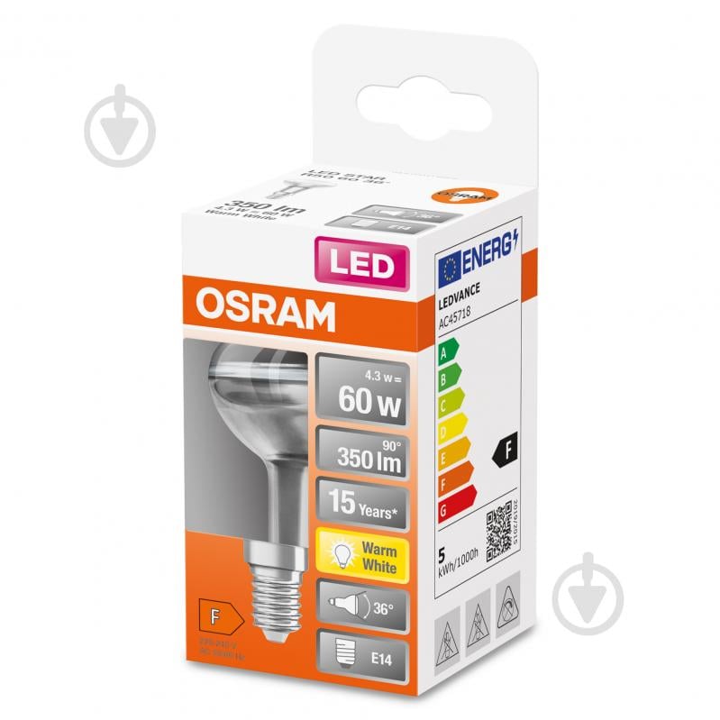 Лампа светодиодная Osram Spot 4,3 Вт R50 зеркальная E14 220 В 2700 К - фото 4