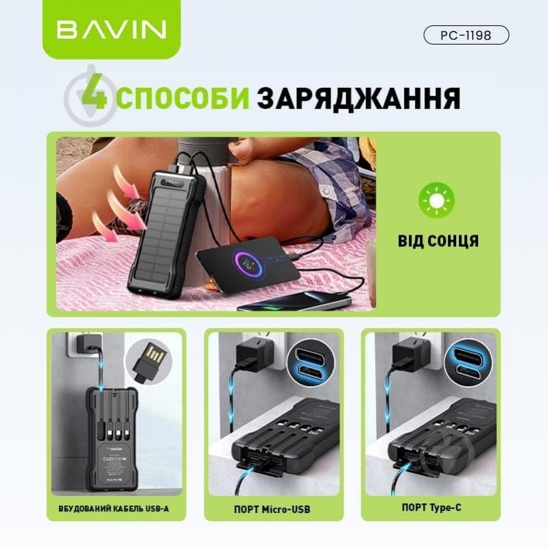 Повербанк BAVIN 10000 mAh black (Y-PC1198 BK) - фото 4 Повербанк BAVIN 10000 mAh black (Y-PC1198 BK) - фото 4