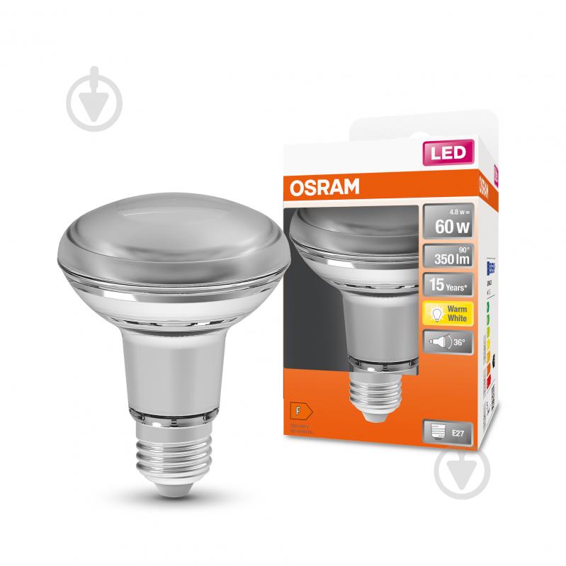 Лампа светодиодная Osram Spot 4,8 Вт R80 зеркальная E27 220 В 2700 К - фото 1