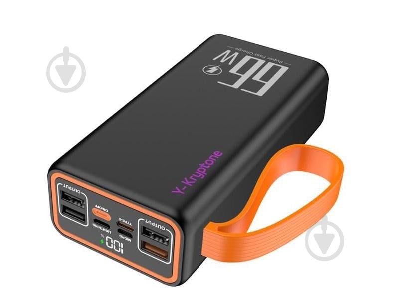 Повербанк Y-Kryptone 30000 mAh black (YK-GT32L-B) - фото 1 Повербанк Y-Kryptone 30000 mAh black (YK-GT32L-B) - фото 1