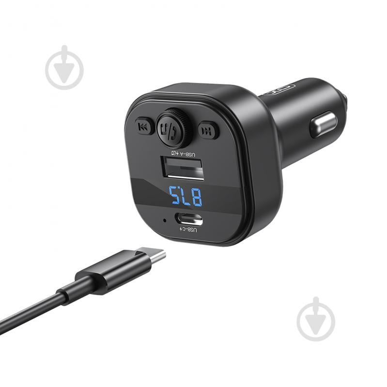 FM-трансмітер Xo BCC18 USB-A OTG/USB-C Black - фото 2