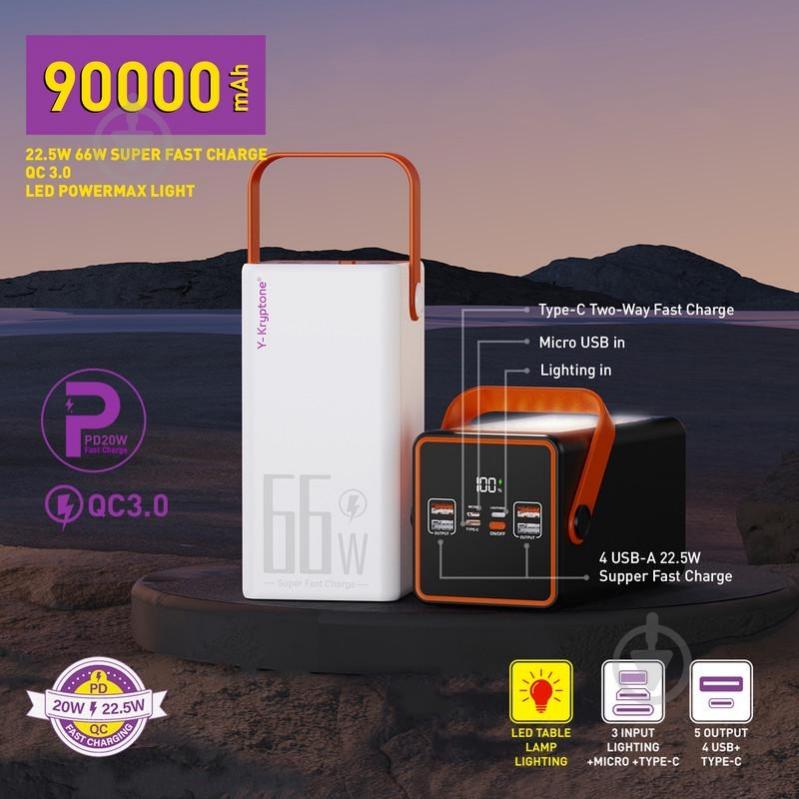 Повербанк Y-Kryptone 90000 mAh black (YK-GT92L-B) - фото 2