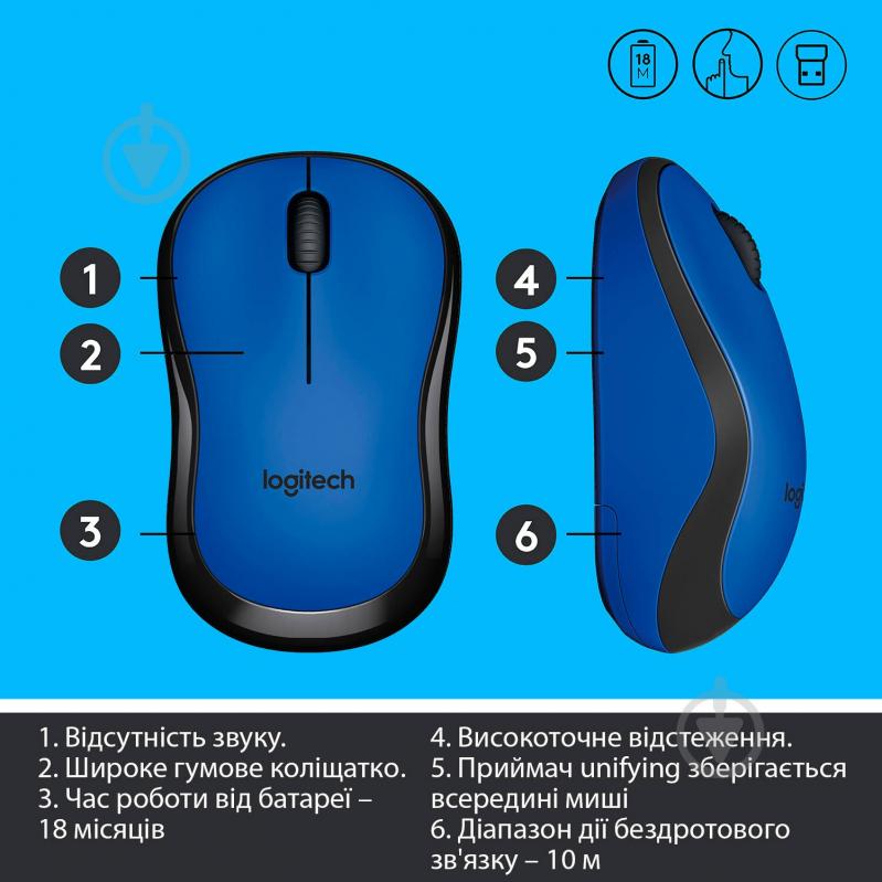 Мышь Logitech Wireless Mouse M220 Silent blue (910-004879) - фото 6