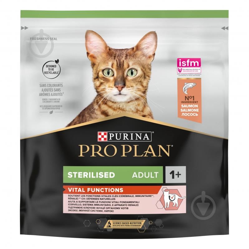 Корм сухий для котів ProPlan by Purina Sterilised Adult 1+ Vital Functions з лососем 400 г - фото 1