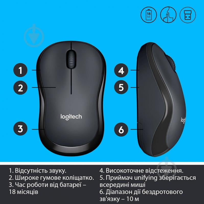 Мышь Logitech Wireless Mouse M220 Silent grey (910-004878) - фото 6