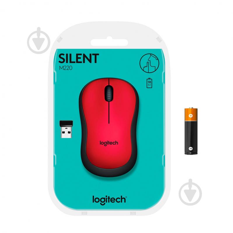 Миша Logitech Wireless Mouse M220 Silent red (910-004880) - фото 8