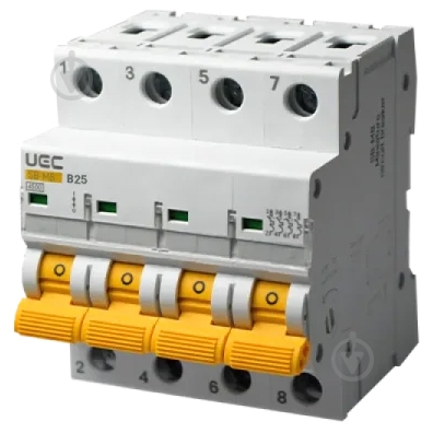 Автоматический выключатель UEC SB-M8 4P 25A B 4,5кA MCB45-4-025-B - фото 1 Автоматический выключатель UEC SB-M8 4P 25A B 4,5кA MCB45-4-025-B - фото 1