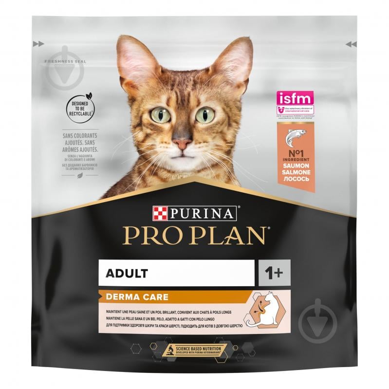 Корм сухой для котов ProPlan by Purina Adult 1+ Derma Care поддержка здоровья кожи и красоты шерсти с лососем 400 г - фото 1 Корм сухой для котов ProPlan by Purina Adult 1+ Derma Care поддержка здоровья кожи и красоты шерсти с лососем 400 г - фото 1