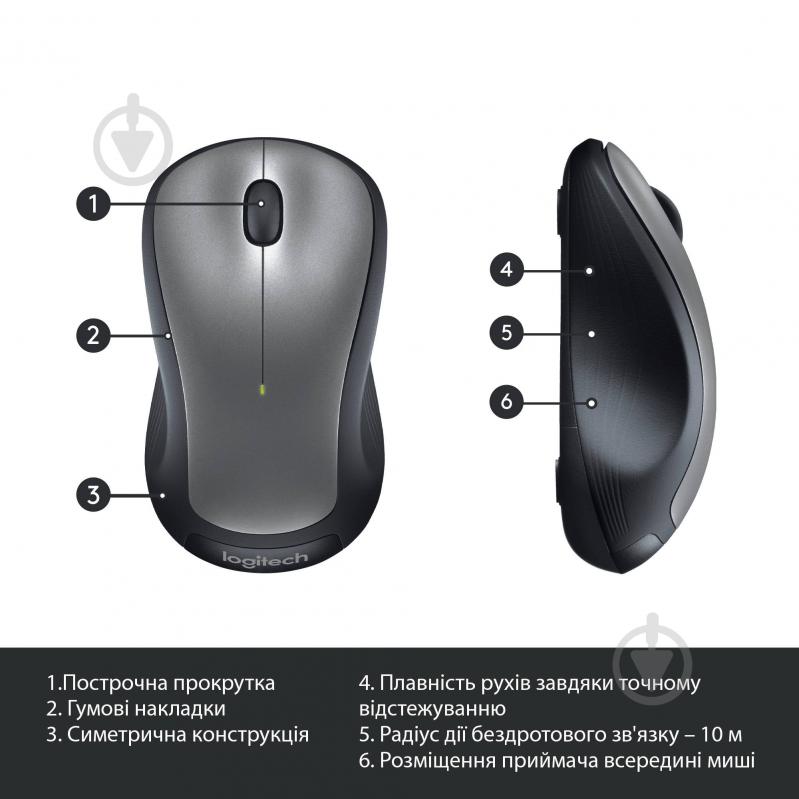 Мышь Logitech Wireless Mouse M310 black/silver (910-003986) - фото 6