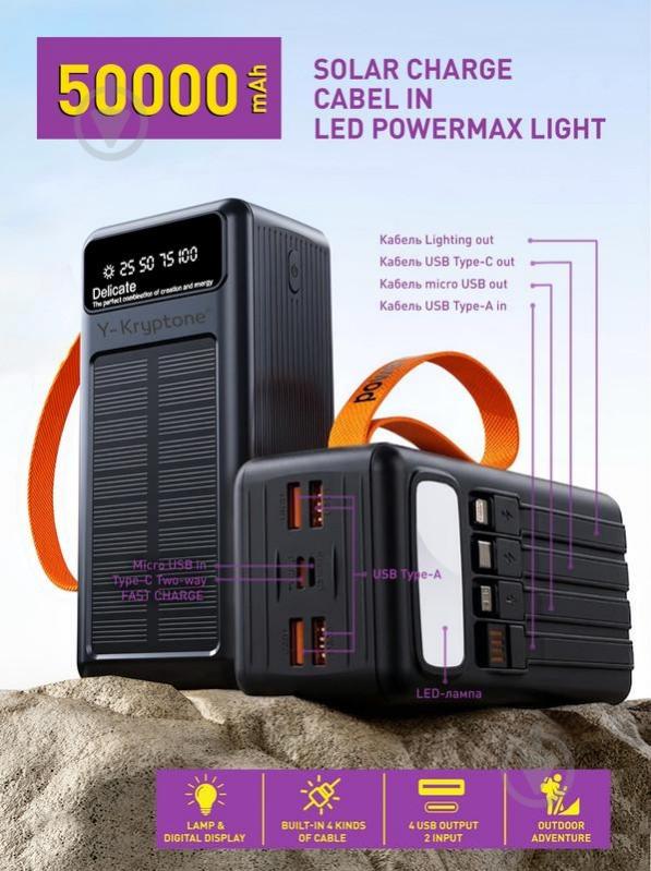 Повербанк Y-Kryptone 50000 mAh black (YK-S05SLC-B) - фото 2