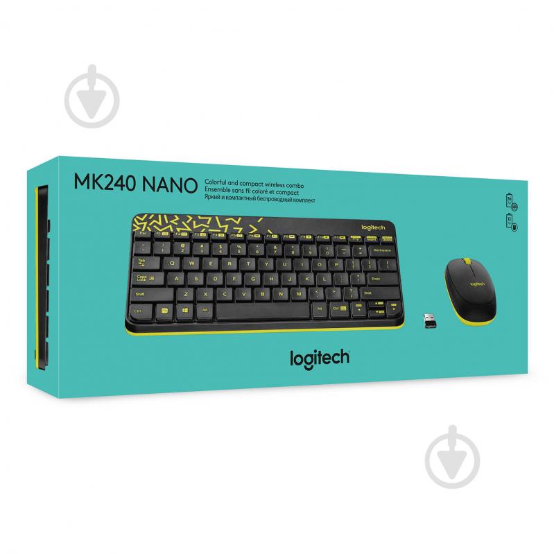 Комплект клавиатура и мышь Logitech MK240 Nano Russian Layout black (920-008212) - фото 6