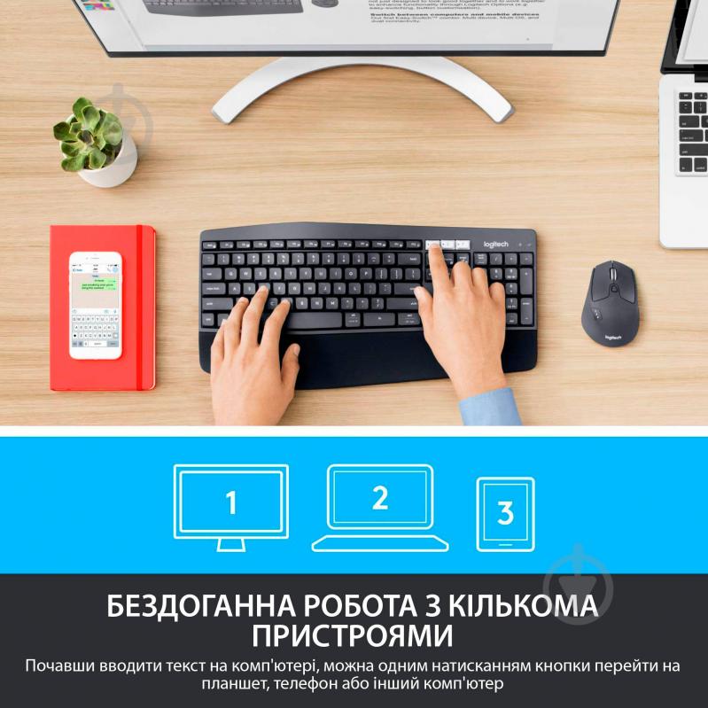 Комплект клавиатура и мышь Logitech MK850 Russian layout 920-008232 - фото 3