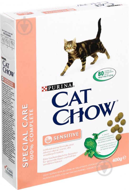 Корм Cat Chow Cat Chow Sensitive злаки, мясо и субпродукты 400 г - фото 1