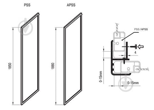 Душова стінка Ravak APSS-90 Біла TRANSPARENT - фото 3