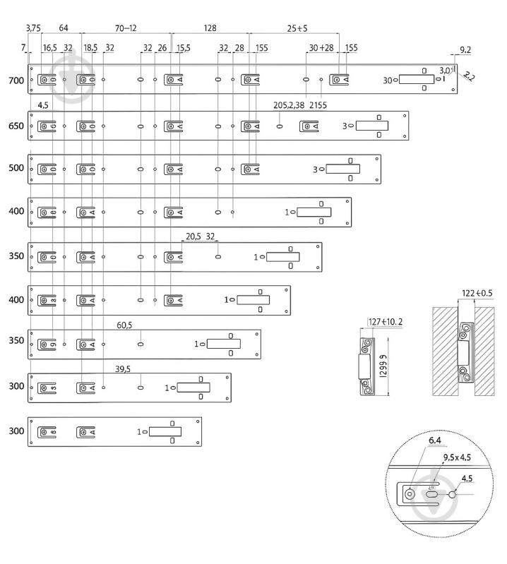 Направляющая шариковая GTV PK-P-H45-400-GX полное выдвижение push-to-open GX 400x45 мм 15 компл. - фото 3