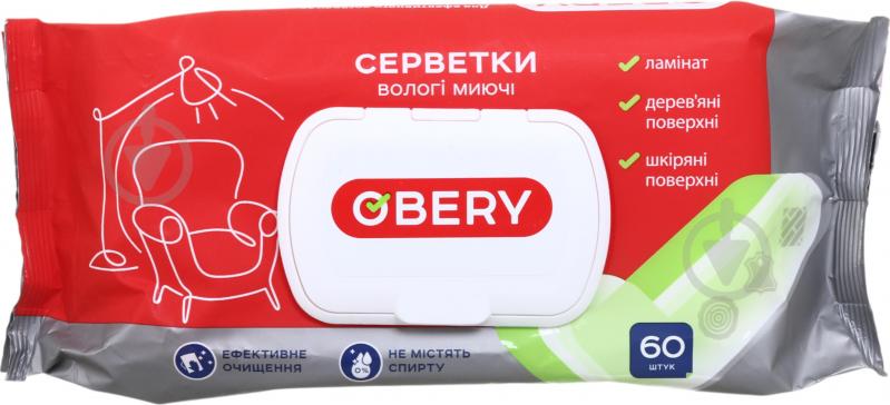 Вологі серветки OBERY миючі 60 шт./уп. - фото 1