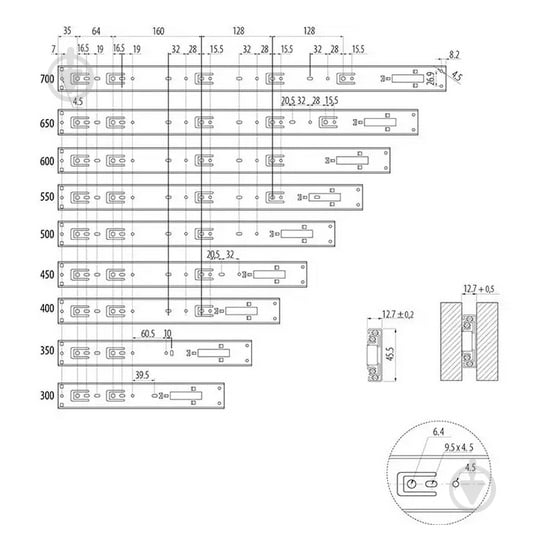 Направляющая шариковая GTV PK-L-P2O-H45-350 полное выдвижение push-to-open с доводчиком Versalite Touch PRO 350x45 мм 15 компл. - фото 3