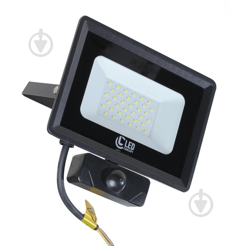 Прожектор з датчиком руху LED CONCEPT Gorteen FL 030 30 Вт IP65 чорний - фото 1