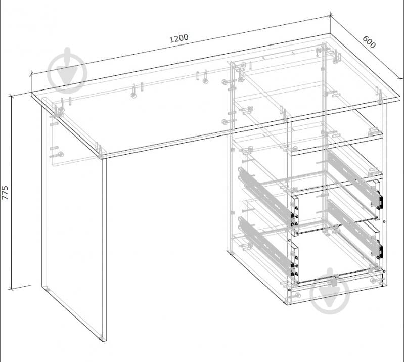 Стіл письмовий Грейд Флекс конструктор корпус тип №1 775х600 мм білий/білий - фото 3 Стіл письмовий Грейд Флекс конструктор корпус тип №1 775х600 мм білий/білий - фото 3