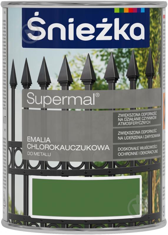 Эмаль Sniezka хлоркаучуковая Supermal RAL 6010 зелений глянец 0,9 л - фото 1