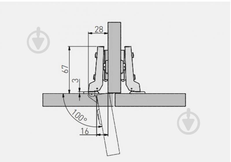 Петля полунакладная GTV 100° Clip-On без доводчика упаковка 200 шт ZP-CONL08-BE - фото 2