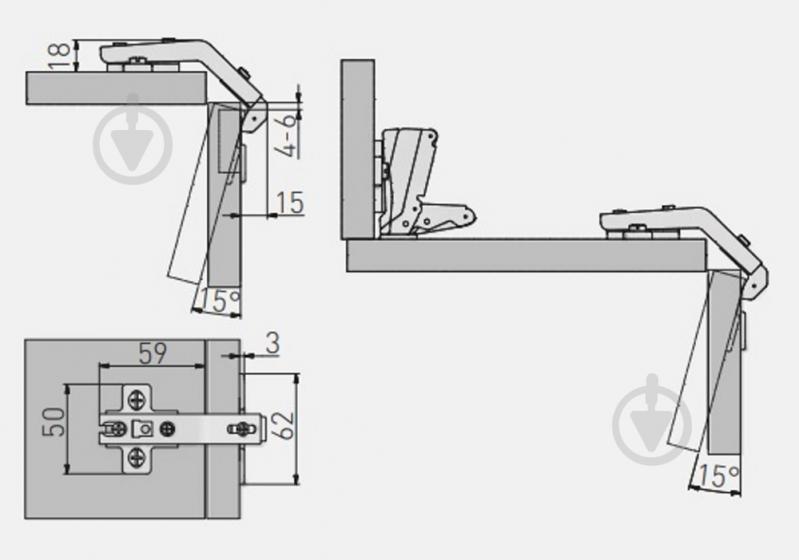 Петля GTV кутова 135 градусів 10 шт. ZP-KT135H2BE - фото 2