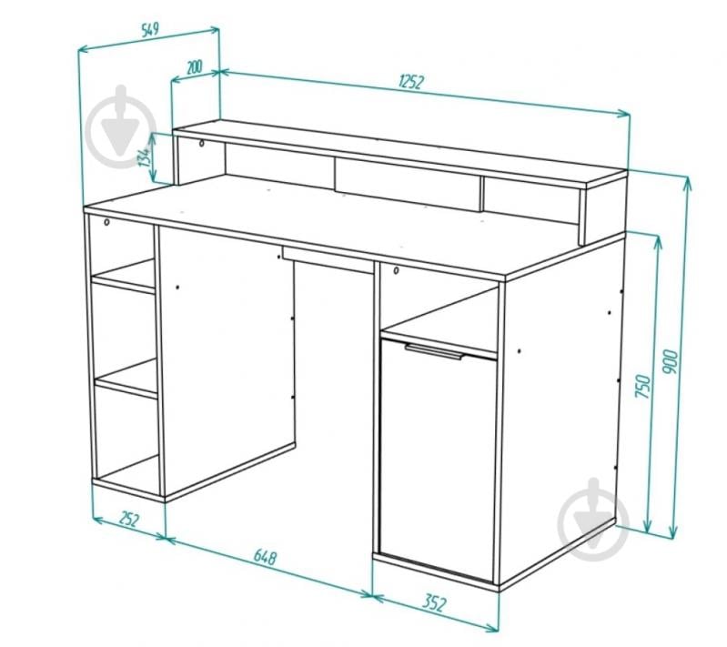 Стіл письмовий DC Корсіко 900х1252х550 мм дуб ліворно/дуб ліворно - фото 6