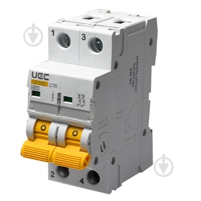 Автоматический выключатель UEC SB-M8 2P 16A C 4,5кA MCB45-2-016-C - фото 1