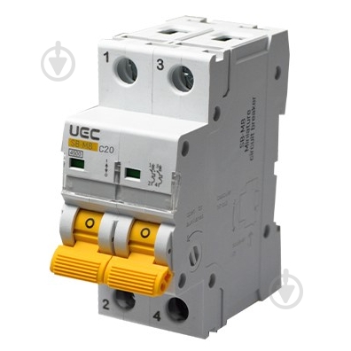 Автоматический выключатель UEC SB-M8 2P 20A C 4,5кA MCB45-2-020-C - фото 1 Автоматический выключатель UEC SB-M8 2P 20A C 4,5кA MCB45-2-020-C - фото 1