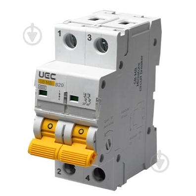 Автоматичний вимикач UEC SB-M8 2P 20A B 4,5кA MCB45-2-020-B - фото 1