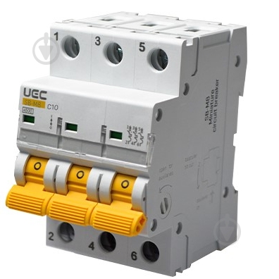 Автоматический выключатель UEC SB-M8 3P 10A C 4,5кA MCB45-3-010-C - фото 1 Автоматический выключатель UEC SB-M8 3P 10A C 4,5кA MCB45-3-010-C - фото 1