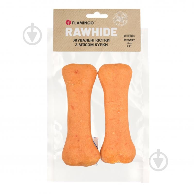 Палички жувальні Flamingo кістки обгорнуті м'ясом курки для собак 220 г - фото 1