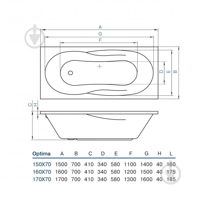 Ванна акриловая Koller Pool 170х70 см Optima 170х70 см - фото 4