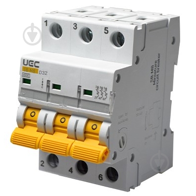 Автоматический выключатель UEC SB-M8 3P 32A D 4,5кA MCB45-3-032-D - фото 1 Автоматический выключатель UEC SB-M8 3P 32A D 4,5кA MCB45-3-032-D - фото 1