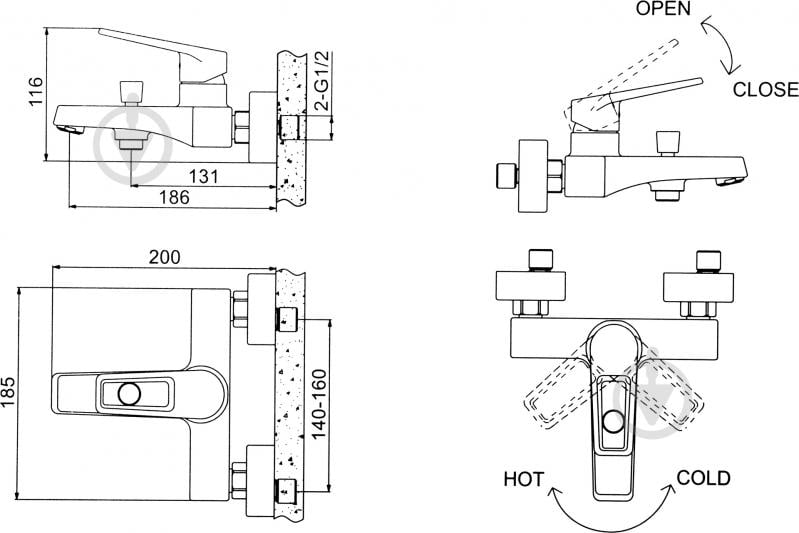 Змішувач для ванни EGO Logic F0419401201 - фото 3