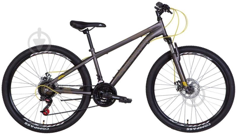 Велосипед Discovery 26" 13"(33 см) RIDER OPS-DIS-26-521 серый с желтым - фото 1