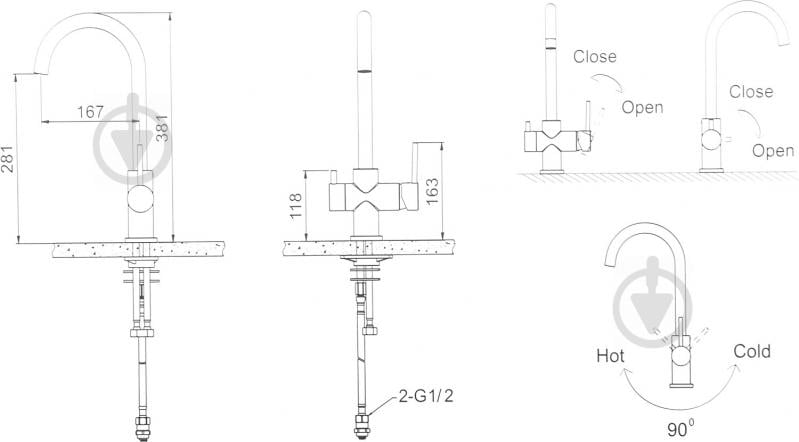 Смеситель для кухни EGO Slim F05040003201 - фото 3