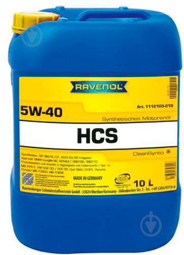 Моторне мастило RAVENOL HCS 5W-40 10 л (RAV HCS SAE 5W40 10L) - фото 1