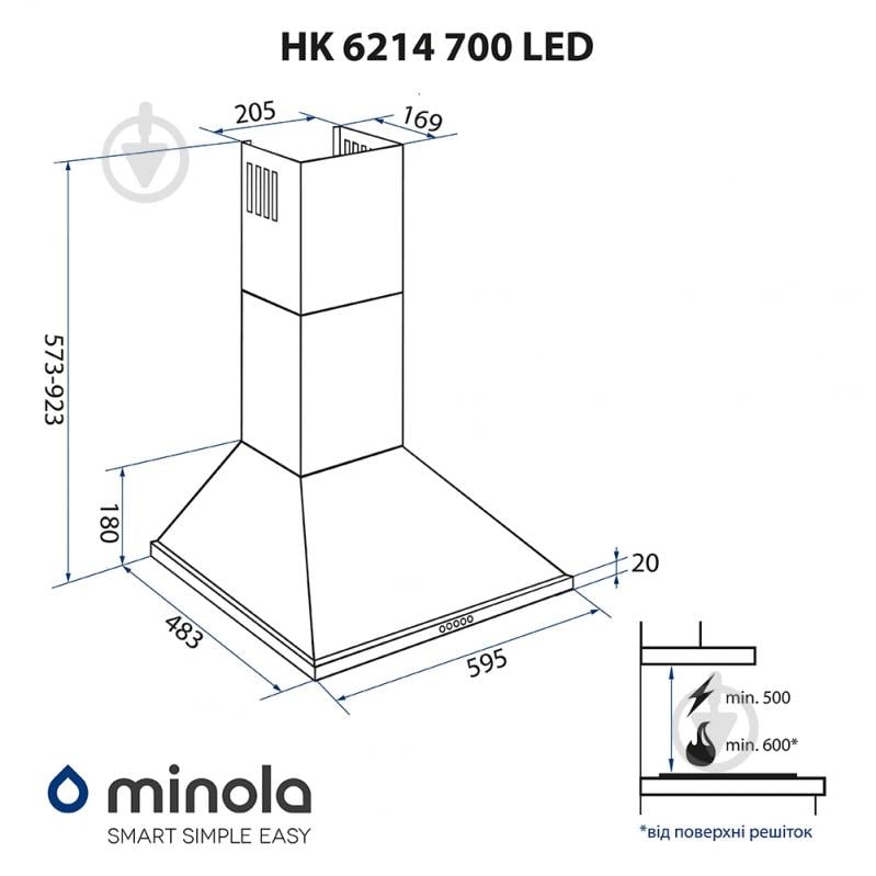 Витяжка Minola HK 6214 WH 700 LED - фото 15