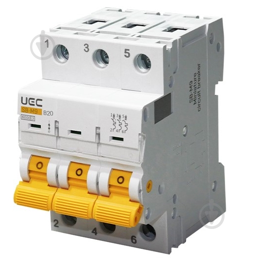 Автоматический выключатель UEC SB-M9 3P 20A B 6kA MCB60-3-020-B - фото 1