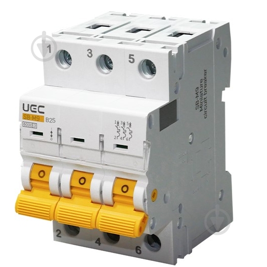 Автоматический выключатель UEC SB-M9 3P 25A B 6kA MCB60-3-025-B - фото 1